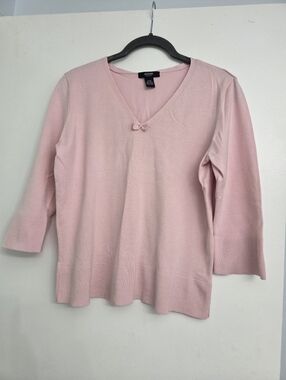 Alfani Pink V-Neck Long Sleeve Knit Pullover